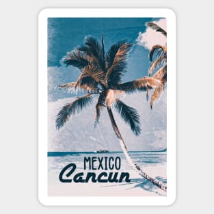 Cancun Mexico Vintage style poster Most Beautiful Places on Earth Sticker